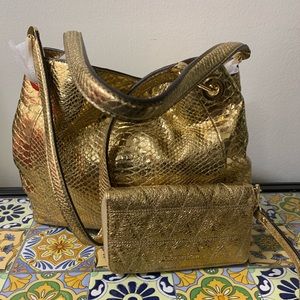 Michael Kors Python Metallic Gold Bag and Wallet